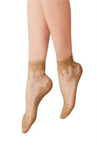 Desenli Tabanlı Şeffaf Fit Soket Kadın Çorap