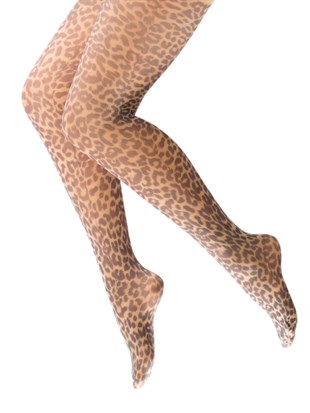 Leopar Baskı Desenli Külotlu Kadın Çorap